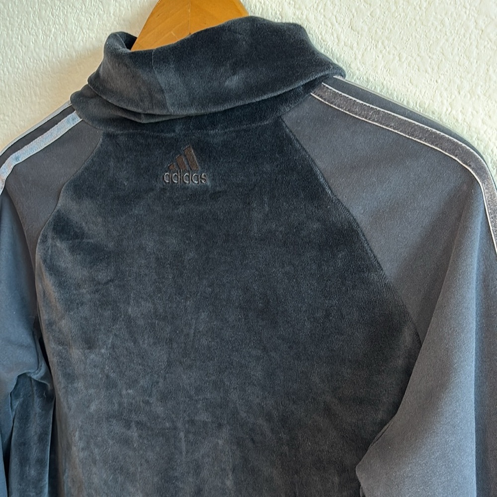 Adidas Training Sid Black Velour Long Sleeve Turtleneck Pullover Sweater  M - Picture 6 of 11